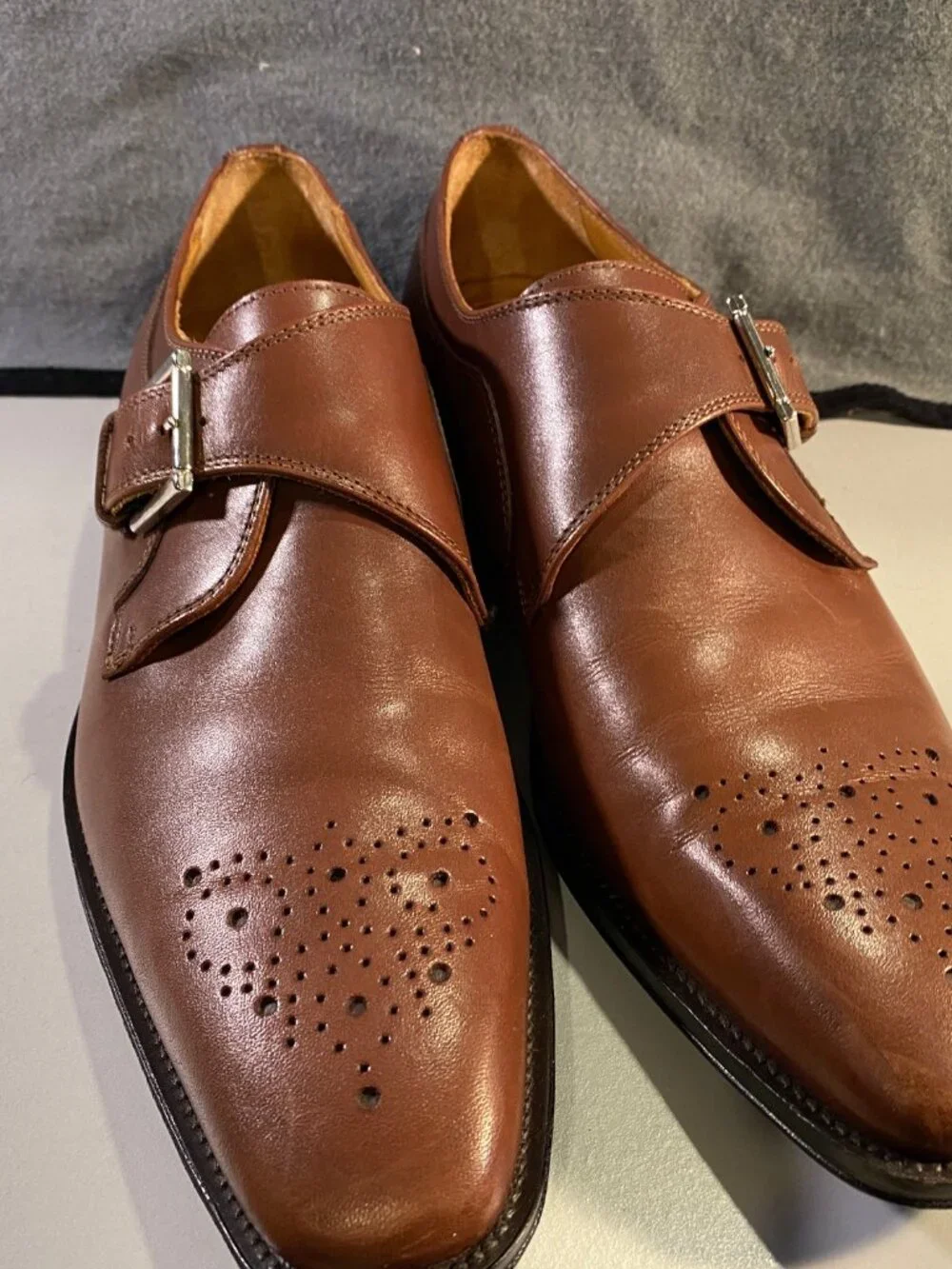 Broletto - Sz 11M - Men's Brown Leather Single Monk Strap Dress Shoes - Italy